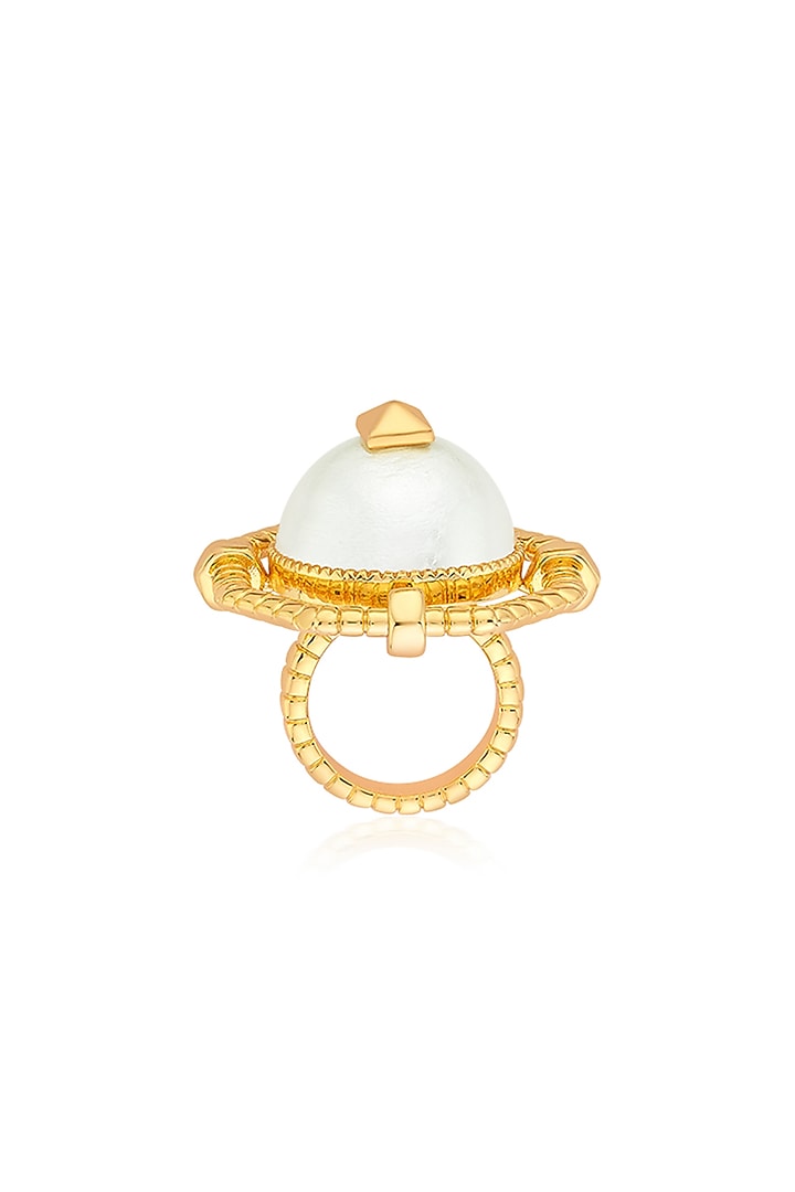 Gold Finish Pearl Ring by Isharya at Pernia's Pop Up Shop