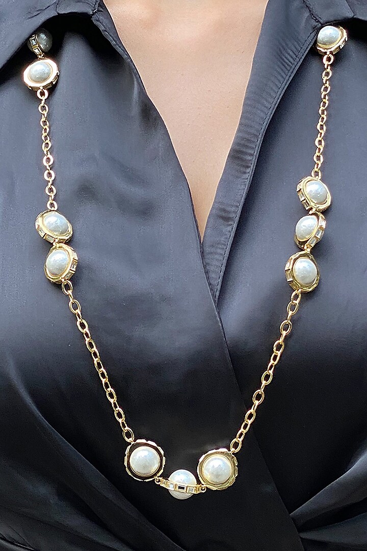 Gold Plated Pearl Necklace by Isharya