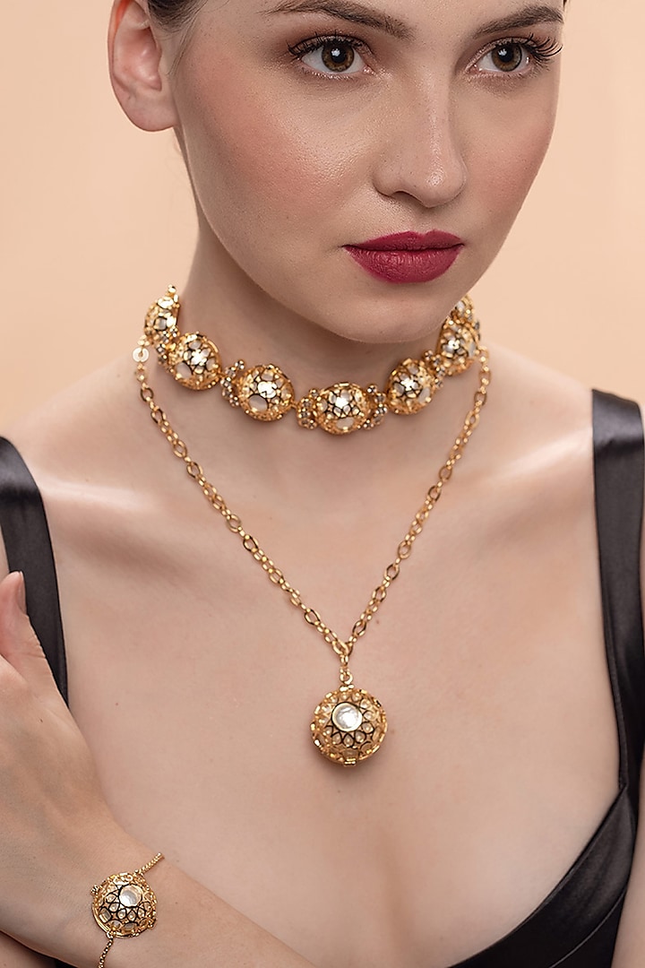 Gold Plated Pearls Necklace by Isharya