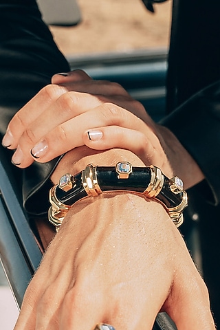 Gold Finish Resin Bangle by Isharya