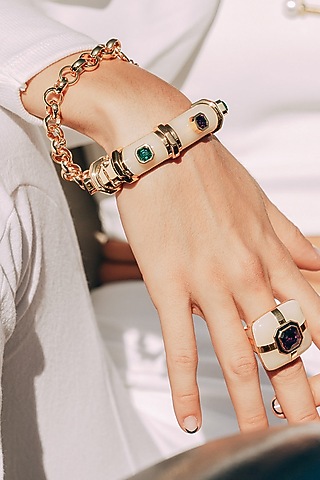 Gold Finish Resin Bangle by Isharya