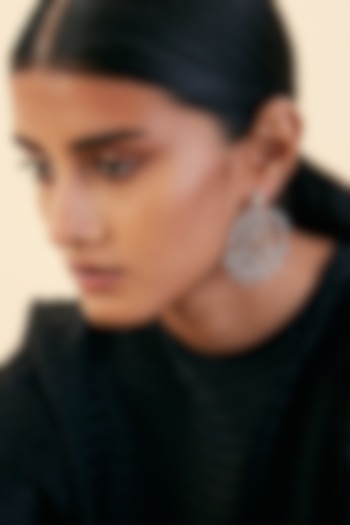 White Finish Handcrafted Chandbali Earrings by Isharya at Pernia's Pop Up Shop