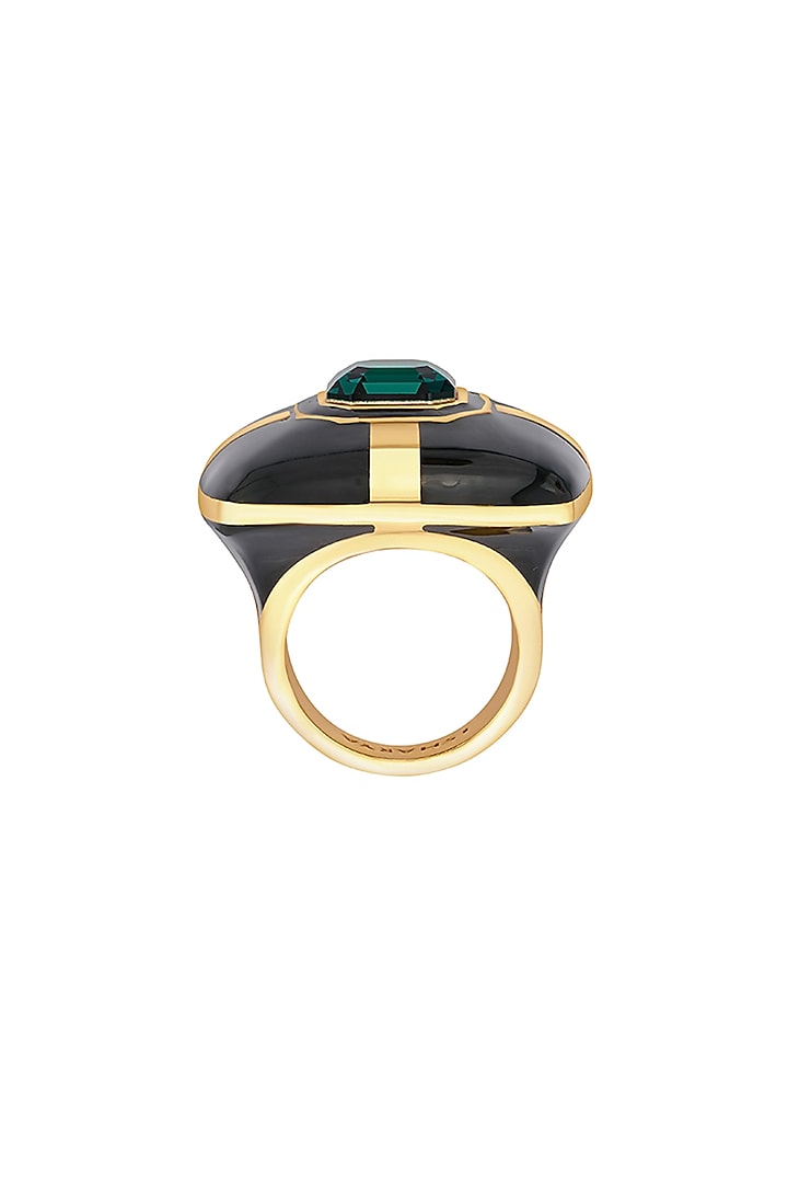 Gold Finish Emerald Ring by Isharya at Pernia's Pop Up Shop