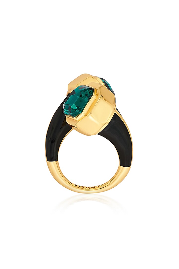 Gold Finish Emerald Ring by Isharya at Pernia's Pop Up Shop