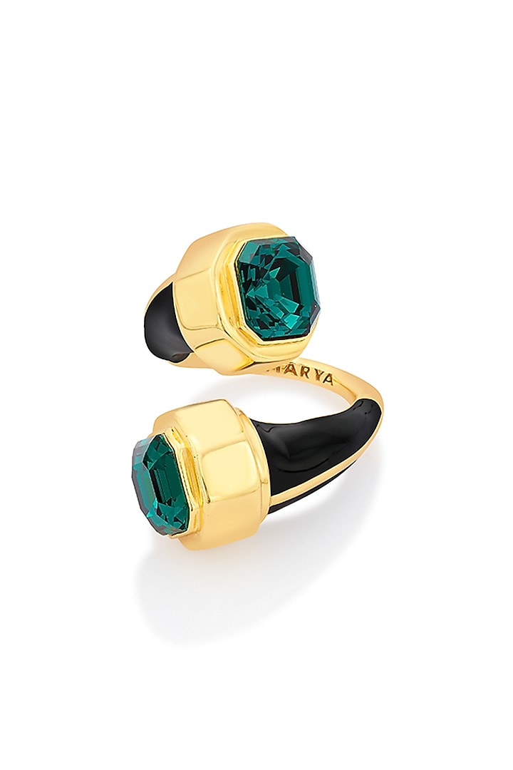 Gold Finish Emerald Ring by Isharya at Pernia's Pop Up Shop