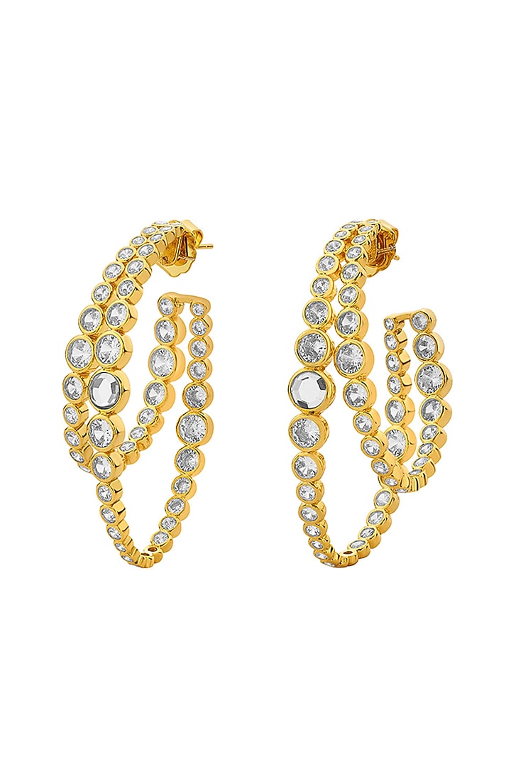 Gold Finish Hoop Earrings by Isharya at Pernia's Pop Up Shop