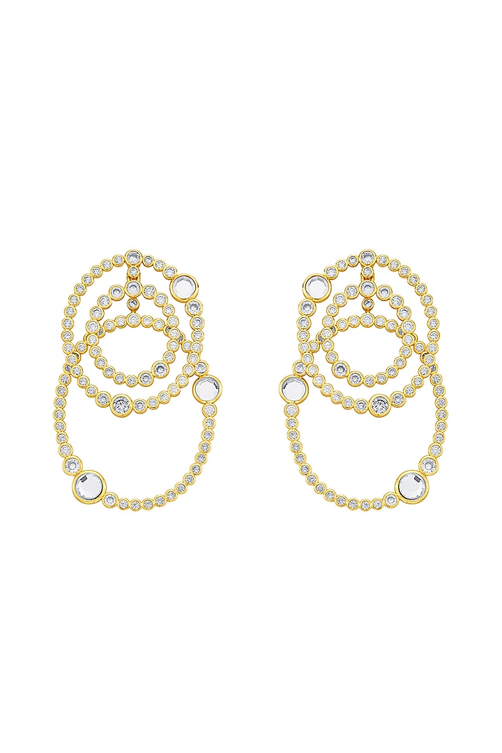 Gold Finish Double Layered Hoop Earrings by Isharya