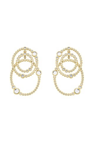 Gold Finish Double Layered Hoop Earrings by Isharya