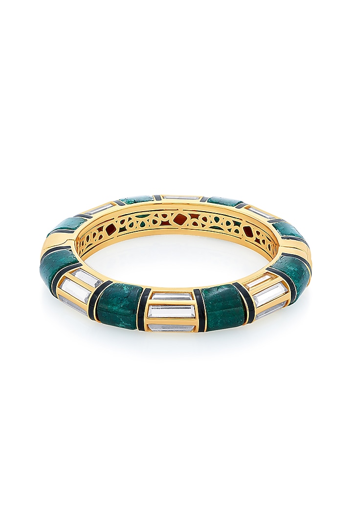 Gold Finish Quartz & Mirror Bangle by Isharya at Pernia's Pop Up Shop