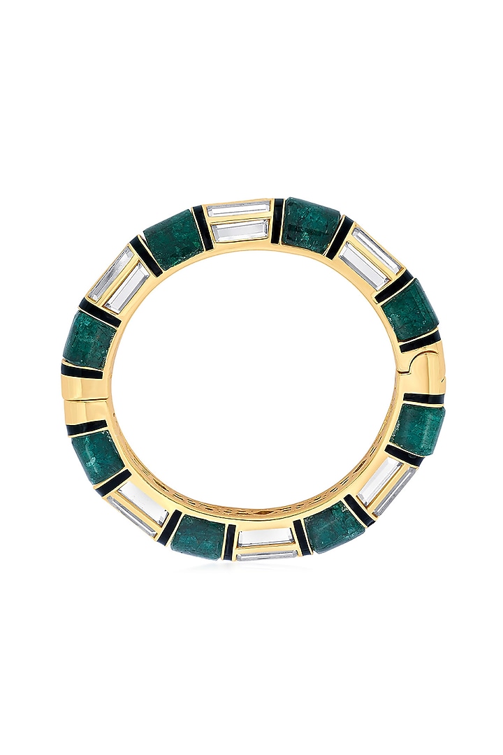 Gold Finish Quartz & Mirror Bangle by Isharya at Pernia's Pop Up Shop
