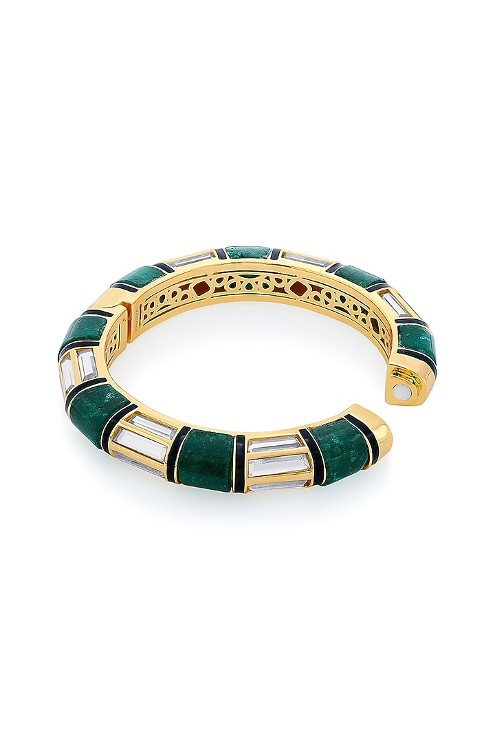 Gold Finish Quartz & Mirror Bangle by Isharya at Pernia's Pop Up Shop