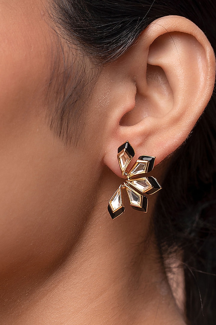 Gold Plated Floral Motifs Stud Earrings by Isharya at Pernia's Pop Up Shop