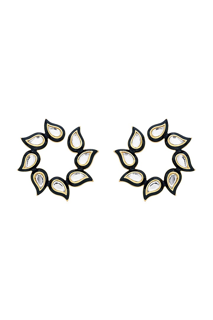 Gold Plated Mirror Enamel Stud Earrings by Isharya at Pernia's Pop Up Shop