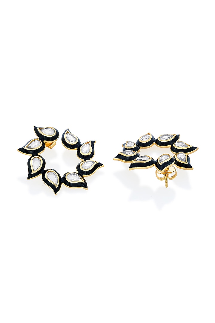 Gold Plated Mirror Enamel Stud Earrings by Isharya at Pernia's Pop Up Shop