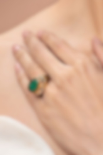 Gold Plated Quartz & Mirror Ring by Isharya at Pernia's Pop Up Shop