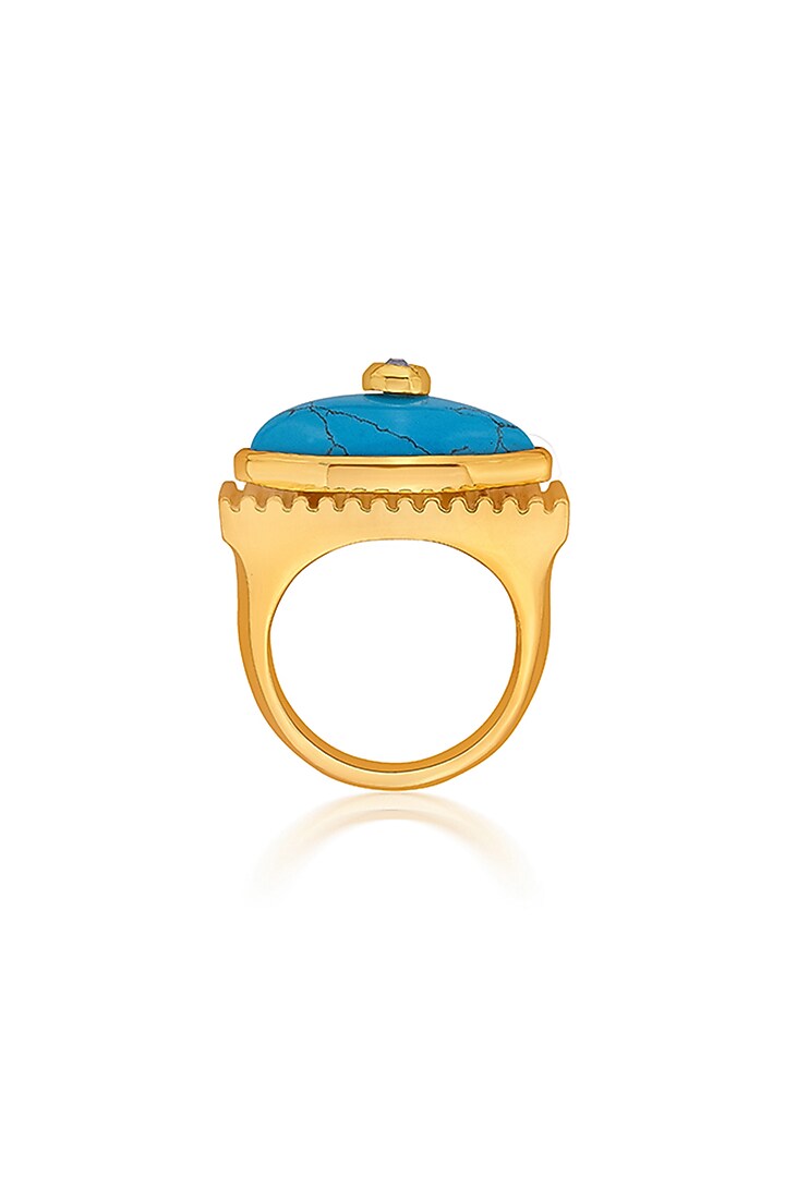 Gold Finish Evil Eye Ring by Isharya at Pernia's Pop Up Shop
