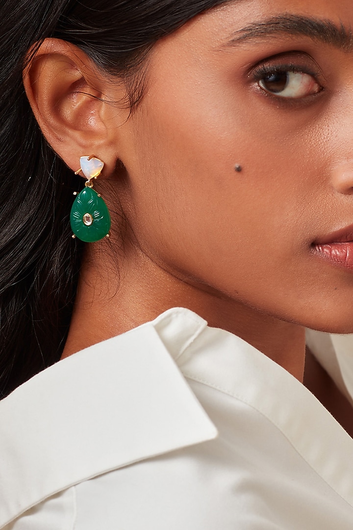 Gold Finish Libra Earrings by Isharya at Pernia's Pop Up Shop