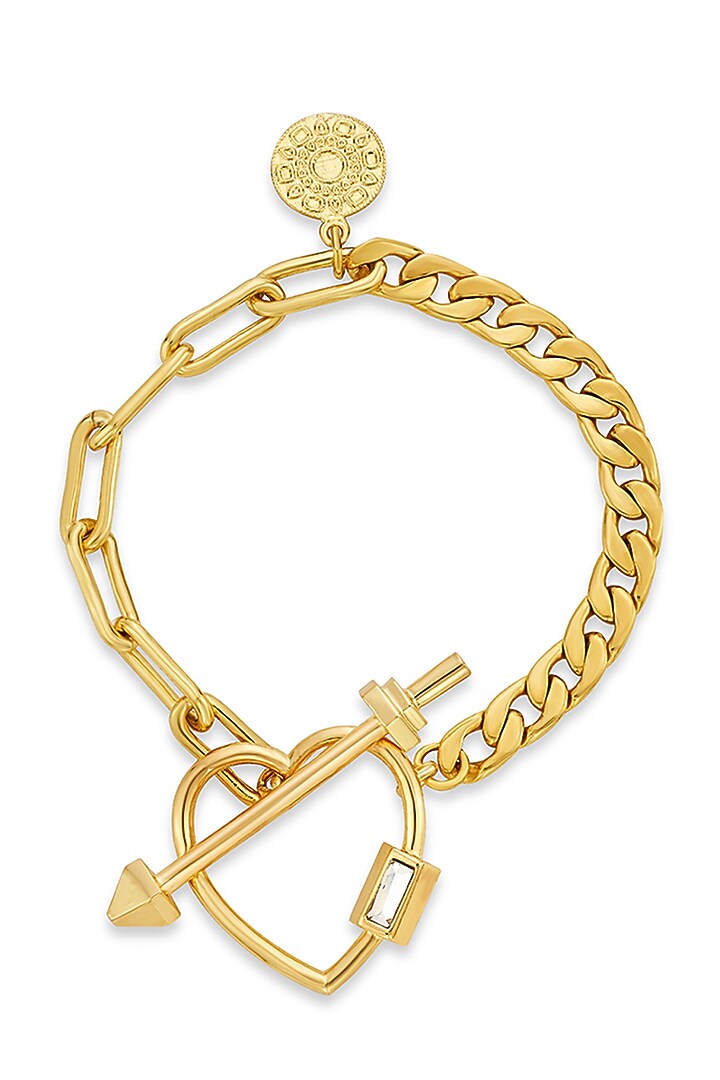 Gold Finish Heart & Arrow Link Bracelet by Isharya at Pernia's Pop Up Shop