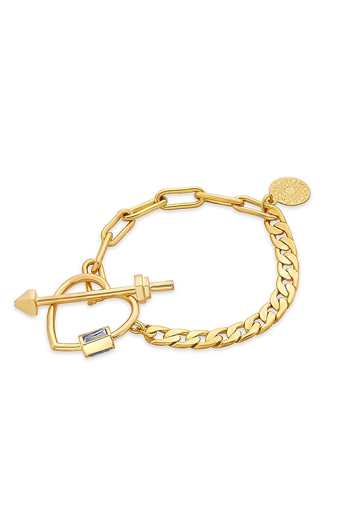 Gold Finish Heart & Arrow Link Bracelet by Isharya at Pernia's Pop Up Shop