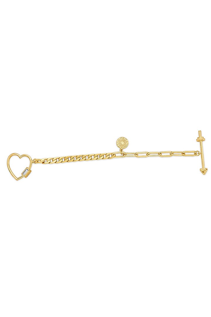 Gold Finish Heart & Arrow Link Bracelet by Isharya at Pernia's Pop Up Shop