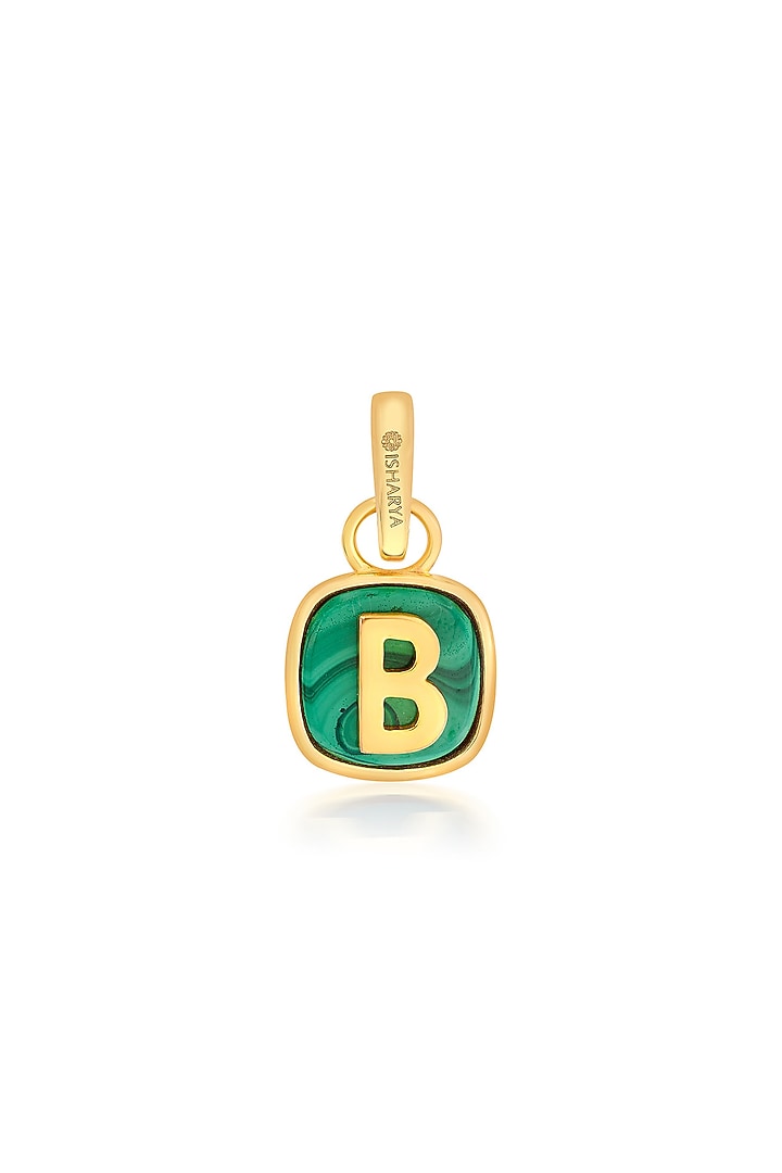 Gold Finish Malachite Stone Charm by Isharya at Pernia's Pop Up Shop