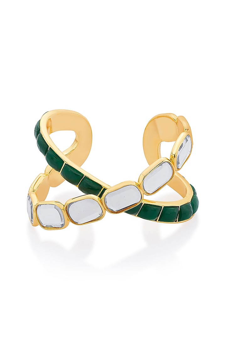 Gold Plated Hydro Emerald & Mirror Cuff by Isharya at Pernia's Pop Up Shop