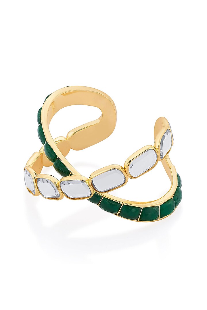 Gold Plated Hydro Emerald & Mirror Cuff by Isharya at Pernia's Pop Up Shop