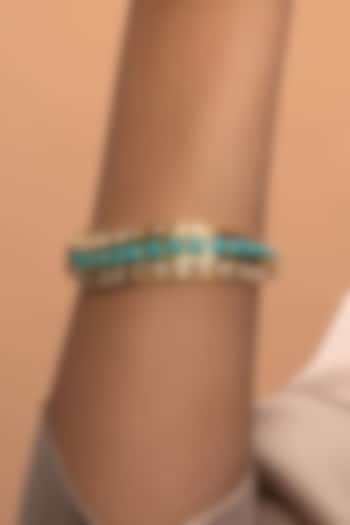 Gold Plated Hydro Emerald & Mirror Chunky Cuff by Isharya at Pernia's Pop Up Shop