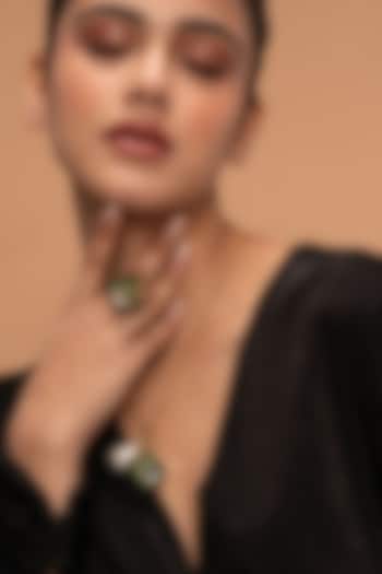 Gold Plated Hydro Emerald & Mirror Dice Ring by Isharya at Pernia's Pop Up Shop