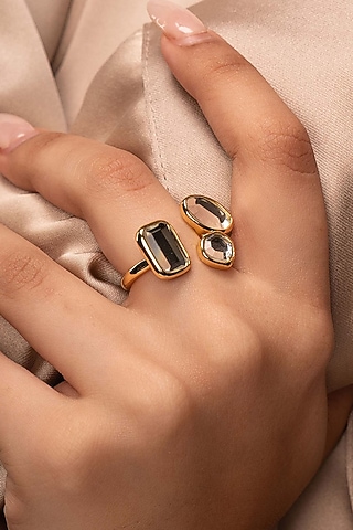 Gold Plated Mirror Open Ring by Isharya