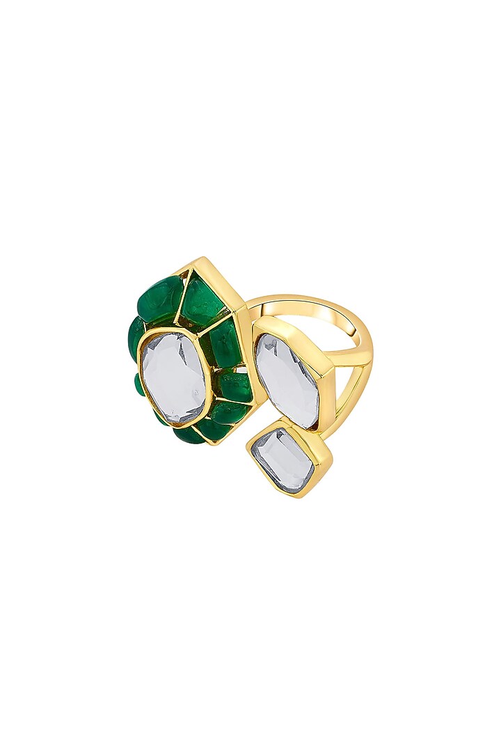 Gold Plated Mirror & Hydro Emerald Open Ring by Isharya at Pernia's Pop Up Shop
