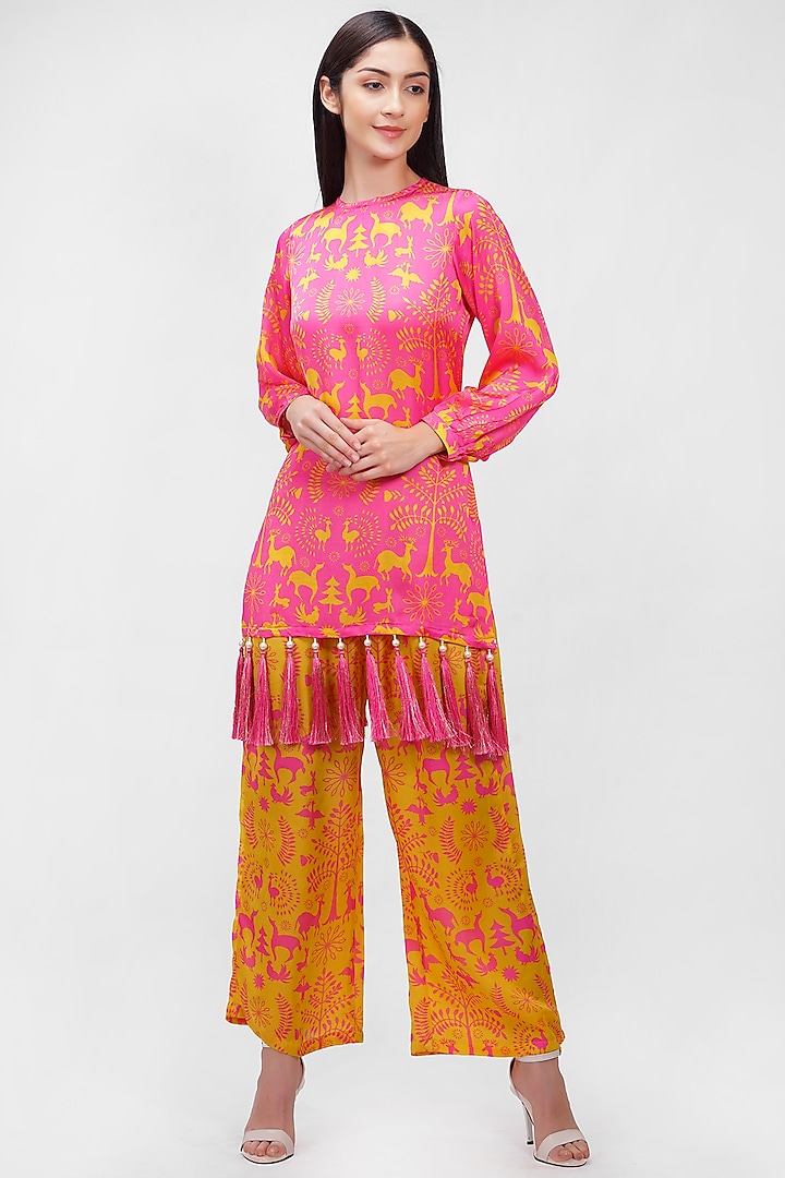 Pink Tasseled Tunic Set by Ishreen kaur at Pernia's Pop Up Shop