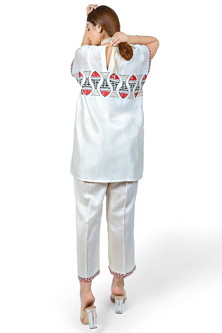 White Printed Palazzo Pant Set by Ishreen kaur at Pernia's Pop Up Shop