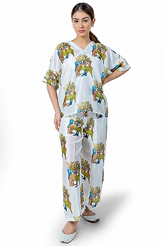Off White Deer Printed Co-Ord Set by Ishreen kaur