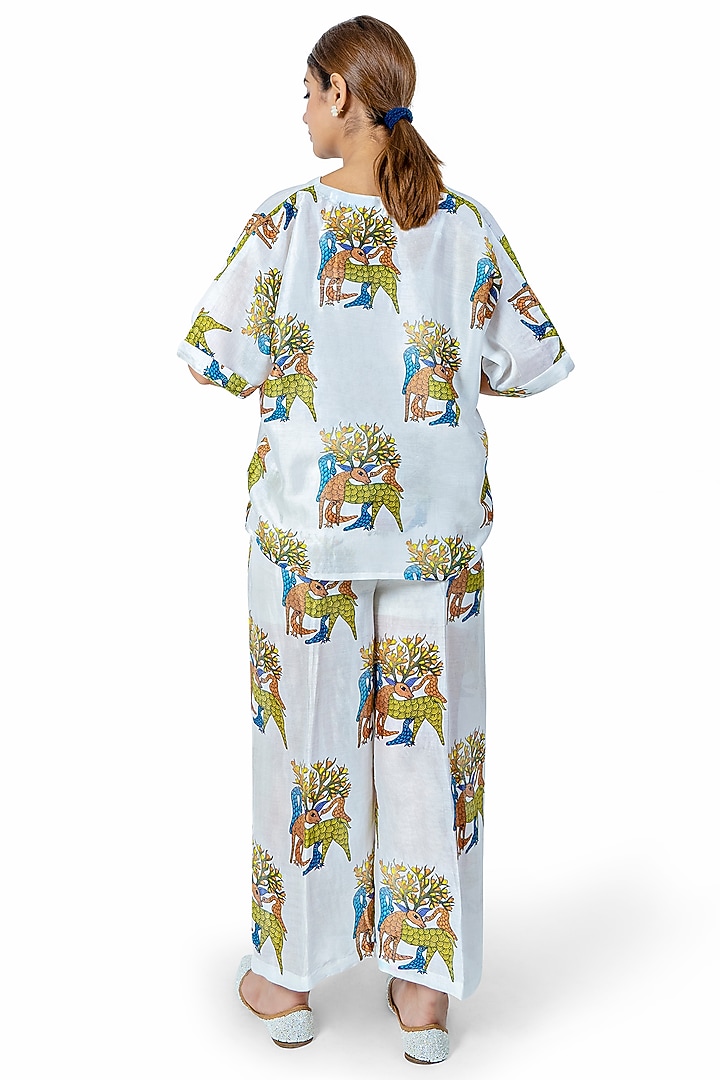 Off White Deer Printed Co-Ord Set by Ishreen kaur at Pernia's Pop Up Shop