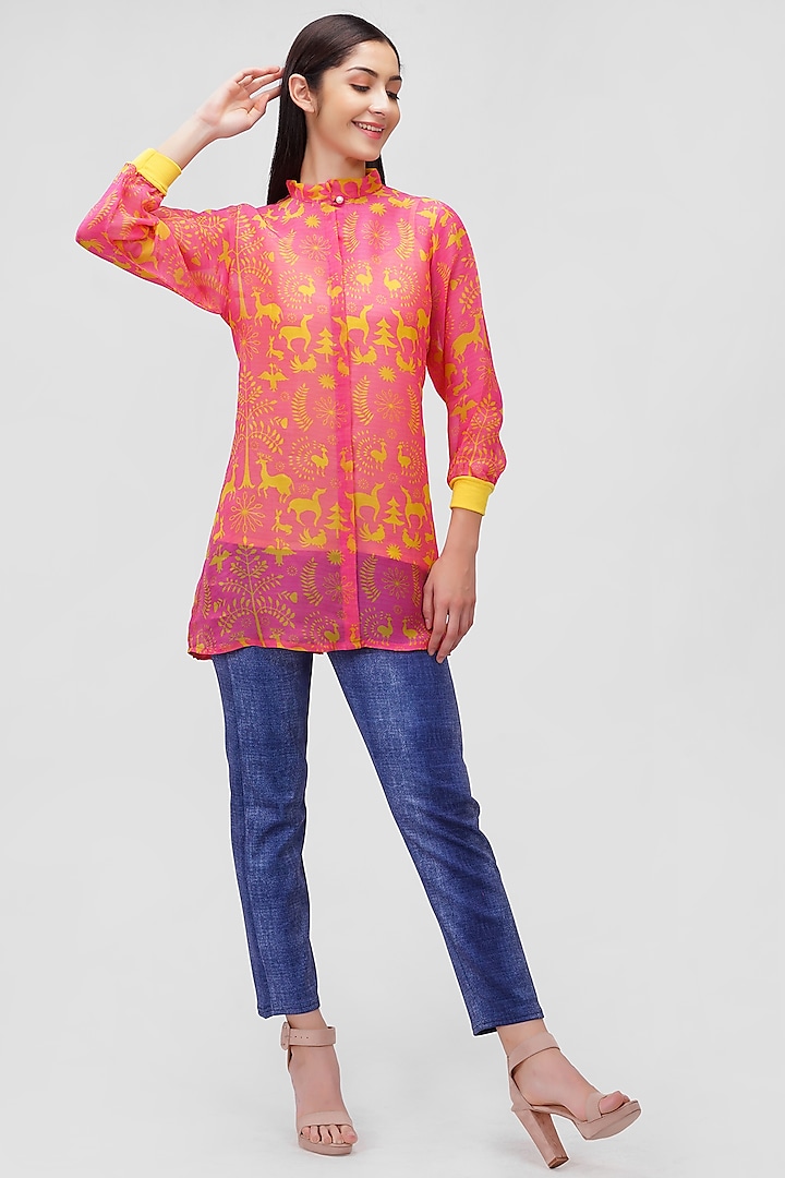 Pink Printed A-Line Top by Ishreen kaur at Pernia's Pop Up Shop