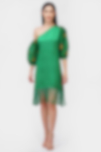 Green Off-Shoulder Dress by Ishreen kaur