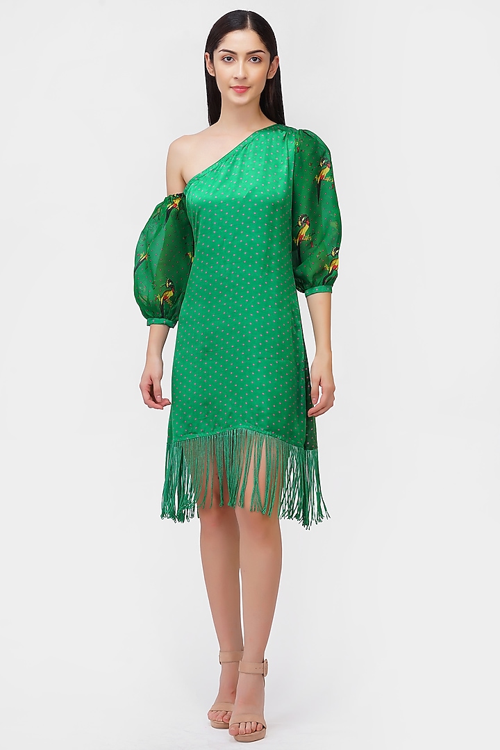 Green Off-Shoulder Dress by Ishreen kaur