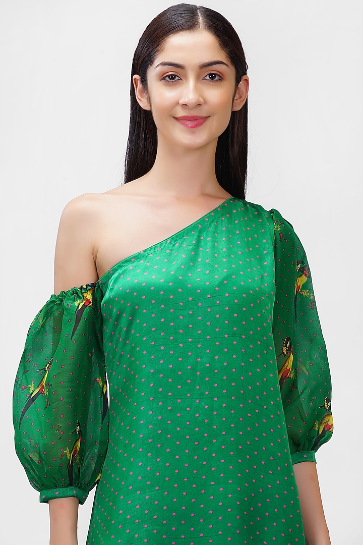 Green Off-Shoulder Summer Dress by Ishreen kaur at Pernia's Pop Up Shop