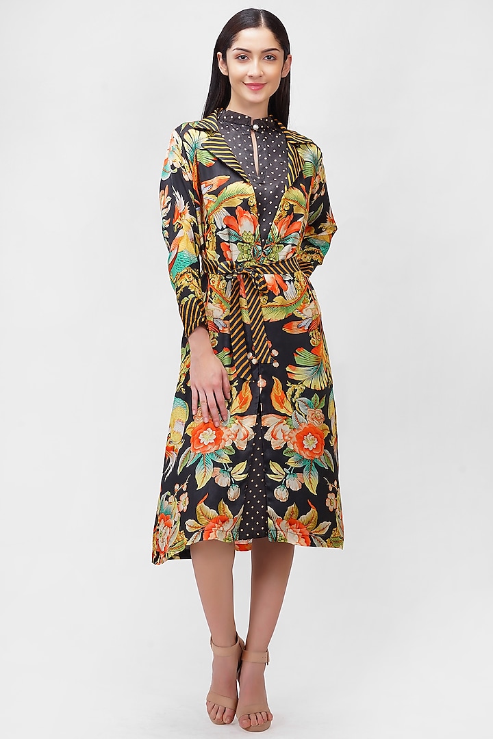 Multi-Colored Floral Jacket Dress by Ishreen kaur