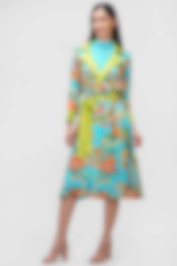 Firozi Floral Jacket Dress by Ishreen kaur at Pernia's Pop Up Shop