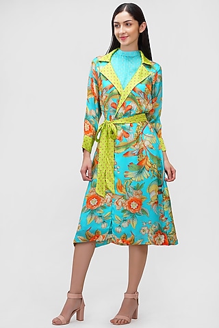 Firozi Floral Jacket Dress by Ishreen kaur