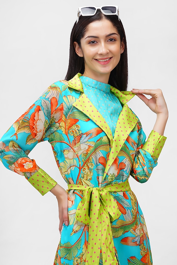 Firozi Floral Jacket Summer Dress by Ishreen kaur at Pernia's Pop Up Shop