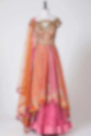 Orange Embellished Anarkali Set by Irrau by Samir Mantri at Pernia's Pop Up Shop