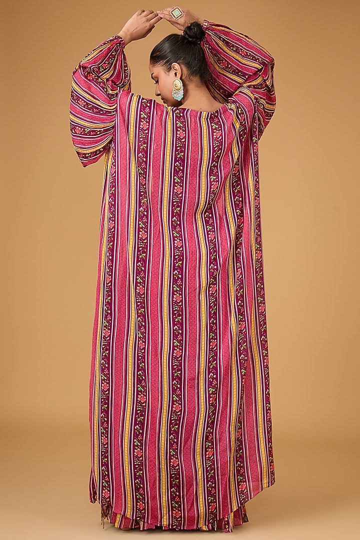 Multi-Colored Chinon Chiffon Printed & Embellished Cape Set by Irrau by Samir Mantri at Pernia's Pop Up Shop