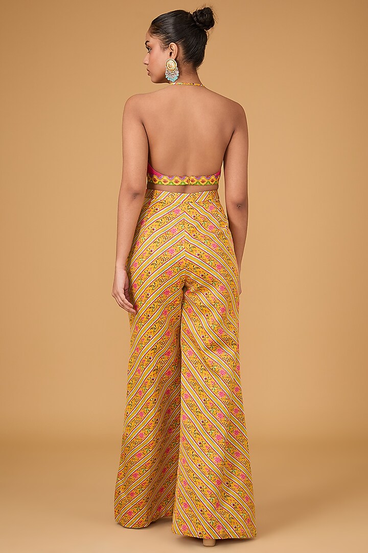 Amber Linen Satin Floral Chevron Printed Jacket Set by Irrau by Samir Mantri at Pernia's Pop Up Shop