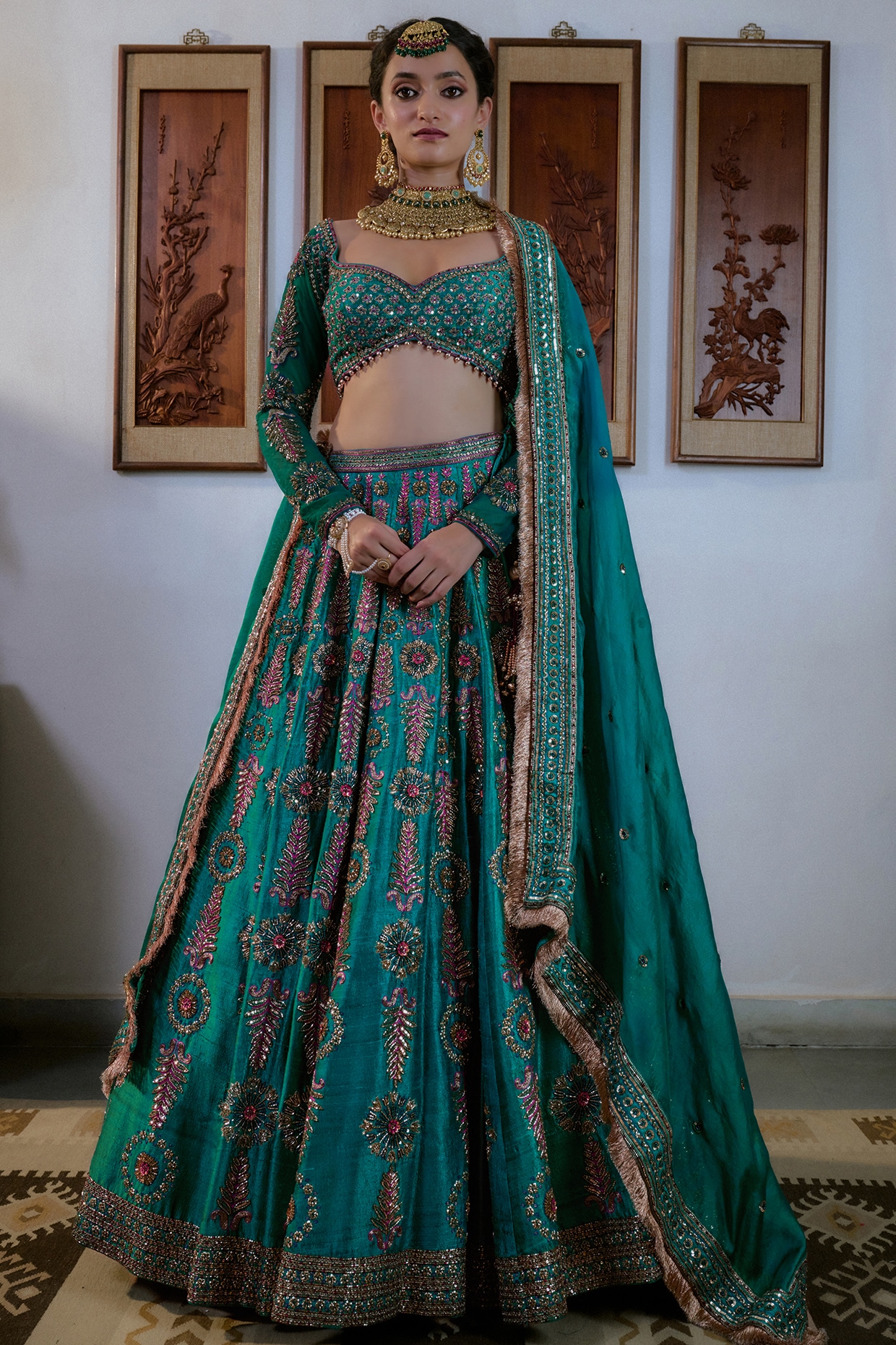 Buy Bridal Designer Lehenga with Blouse and dupatta, cold Shoulder  sequenced wedding dress, indian Designer Dresses for occasions. (L) at  Amazon.in