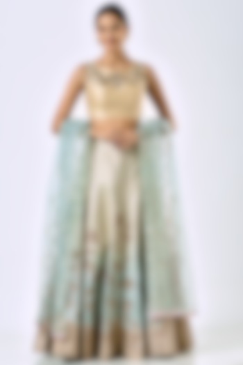 Multi-Colored Ombre Embroidered Lehenga Set by Irrau by Samir Mantri
