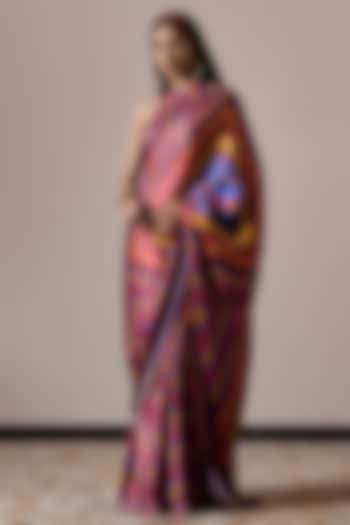 Multi-Colored Satin Printed Saree by Irrau by Samir Mantri at Pernia's Pop Up Shop