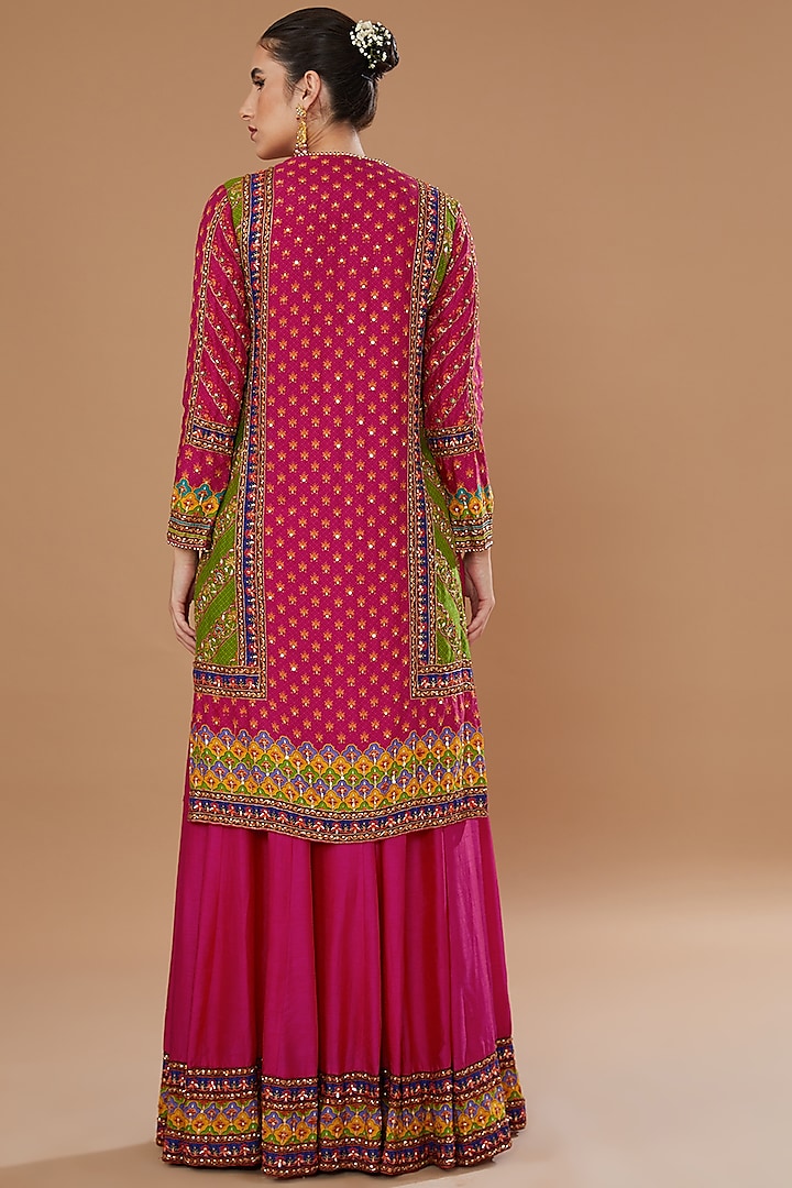 Multi-Colored Dupion Embroidered Wedding Sharara Set by Irrau by Samir Mantri at Pernia's Pop Up Shop